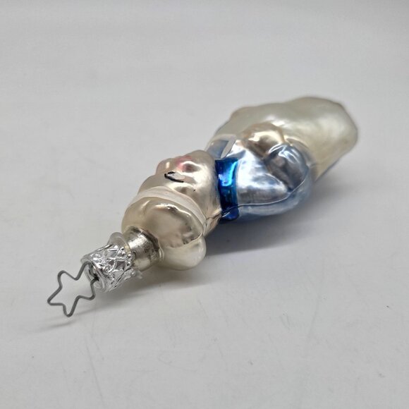 Inge Glas Chef German Glass Christmas Ornament Blue White 5" - Picture 4 of 6